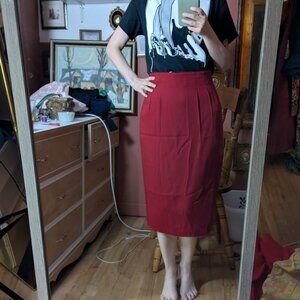 Vintage Destock Mondi 90's vintage wine wool pencil skirt